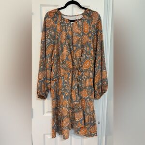 Paisley Print Long Sleeve Dress